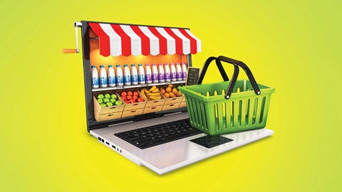 supermercado fruta verdura on line internet ordenador cesta